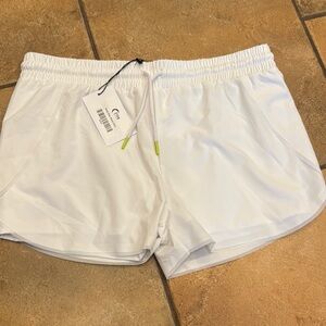 ZYIA White Athletic Shorts with Elastic Waistband